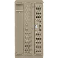 Clean Line Lockers, Bank of 3, 36" x 18" x 82", Steel, Beige, Rivet (Assembled), Perforated Nuna Depot Inc.