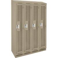 Clean Line Lockers, Bank of 4, 48" x 18" x 82", Steel, Beige, Rivet (Assembled), Perforated Nuna Depot Inc.