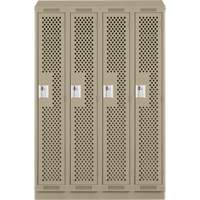 Clean Line Lockers, Bank of 4, 48" x 18" x 82", Steel, Beige, Rivet (Assembled), Perforated Nuna Depot Inc.