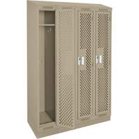 Clean Line Lockers, Bank of 4, 48" x 18" x 82", Steel, Beige, Rivet (Assembled), Perforated Nuna Depot Inc.