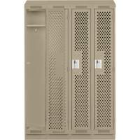 Clean Line Lockers, Bank of 4, 48" x 18" x 82", Steel, Beige, Rivet (Assembled), Perforated Nuna Depot Inc.