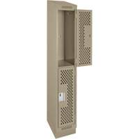 Casiers Clean Line, 2 niveaux, 12" x 12" x 82", Acier, Beige, Rivet (assembl&eacute;), Perfor&eacute; Nuna Depot Inc.