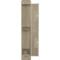 Casiers Clean Line, 2 niveaux, 12" x 12" x 82", Acier, Beige, Rivet (assembl&eacute;), Perfor&eacute; Nuna Depot Inc.