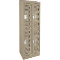 Clean Line Lockers, 2 -tier, Bank of 2, 24" x 12" x 82", Steel, Beige, Rivet (Assembled), Perforated Nuna Depot Inc.