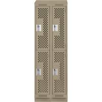 Clean Line Lockers, 2 -tier, Bank of 2, 24" x 12" x 82", Steel, Beige, Rivet (Assembled), Perforated Nuna Depot Inc.