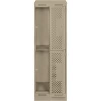 Clean Line Lockers, 2 -tier, Bank of 2, 24" x 12" x 82", Steel, Beige, Rivet (Assembled), Perforated Nuna Depot Inc.