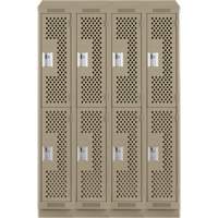 Casiers Clean Line, 2 niveaux, Bloc de 4, 48" x 12" x 82", Acier, Beige, Rivet (assembl&eacute;), Perfor&eacute; Nuna Depot Inc.