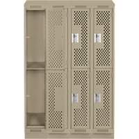 Casiers Clean Line, 2 niveaux, Bloc de 4, 48" x 12" x 82", Acier, Beige, Rivet (assembl&eacute;), Perfor&eacute; Nuna Depot Inc.