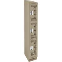 Clean Line Lockers, 3 -tier, 12" x 18" x 82", Steel, Beige, Rivet (Assembled), Perforated Nuna Depot Inc.