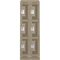 Clean Line Lockers, 3 -tier, Bank of 2, 24" x 12" x 82", Steel, Beige, Rivet (Assembled), Perforated Nuna Depot Inc.