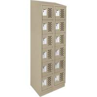 Assembled Lockerettes Clean Line Perforated Economy Lockers, 6 -tier, Bank of 2, 18" x 72" x 12", Steel Nuna Depot Inc.