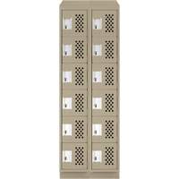 Assembled Lockerettes Clean Line Perforated Economy Lockers, 6 -tier, Bank of 2, 18" x 72" x 12", Steel Nuna Depot Inc.