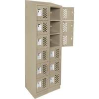 Assembled Lockerettes Clean Line Perforated Economy Lockers, 6 -tier, Bank of 2, 18" x 72" x 12", Steel Nuna Depot Inc.