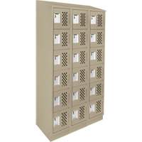 Assembled Lockerettes Clean Line Perforated Economy Lockers, 6 -tier, Bank of 3, 18" x 72" x 12", Steel Nuna Depot Inc.