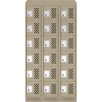 Assembled Lockerettes Clean Line Perforated Economy Lockers, 6 -tier, Bank of 3, 18" x 72" x 12", Steel Nuna Depot Inc.