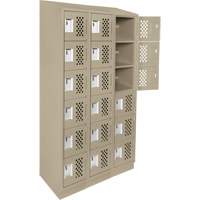 Assembled Lockerettes Clean Line Perforated Economy Lockers, 6 -tier, Bank of 3, 18" x 72" x 12", Steel Nuna Depot Inc.