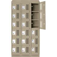 Assembled Lockerettes Clean Line Perforated Economy Lockers, 6 -tier, Bank of 3, 18" x 72" x 12", Steel Nuna Depot Inc.