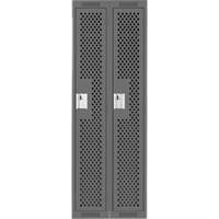 Clean Line Lockers, Bank of 2, 24" x 15" x 72", Steel, Charcoal, Rivet (Assembled), Perforated Nuna Depot Inc.