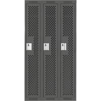 Clean Line Lockers, Bank of 3, 36" x 15" x 72", Steel, Charcoal, Rivet (Assembled), Perforated Nuna Depot Inc.