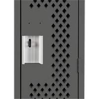 Clean Line Lockers, Bank of 3, 36" x 15" x 72", Steel, Charcoal, Rivet (Assembled), Perforated Nuna Depot Inc.