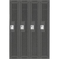 Clean Line Lockers, Bank of 4, 48" x 15" x 72", Steel, Charcoal, Rivet (Assembled), Perforated Nuna Depot Inc.