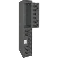 Clean Line Lockers, 2 -tier, 12" x 12" x 72", Steel, Charcoal, Rivet (Assembled), Perforated Nuna Depot Inc.