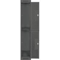 Clean Line Lockers, 2 -tier, 12" x 12" x 72", Steel, Charcoal, Rivet (Assembled), Perforated Nuna Depot Inc.