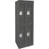 Clean Line Lockers, 2 -tier, Bank of 2, 24" x 12" x 72", Steel, Charcoal, Rivet (Assembled), Perforated Nuna Depot Inc.