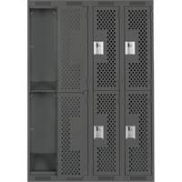 Clean Line Lockers, 2 -tier, Bank of 4, 48" x 12" x 72", Steel, Charcoal, Rivet (Assembled), Perforated Nuna Depot Inc.