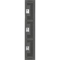 Clean Line Lockers, 3 -tier, 12" x 12" x 72", Steel, Charcoal, Rivet (Assembled), Perforated Nuna Depot Inc.
