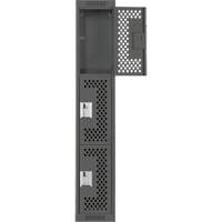 Clean Line Lockers, 3 -tier, 12" x 12" x 72", Steel, Charcoal, Rivet (Assembled), Perforated Nuna Depot Inc.