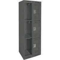 Clean Line Lockers, 3 -tier, Bank of 2, 24" x 12" x 72", Steel, Charcoal, Rivet (Assembled), Perforated Nuna Depot Inc.