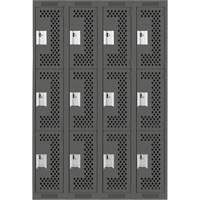 Casiers Clean Line, 3 niveaux, Bloc de 4, 48" x 12" x 72", Acier, Charbon, Rivet (assembl&eacute;), Perfor&eacute; Nuna Depot Inc.