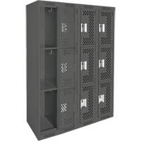 Casiers Clean Line, 3 niveaux, Bloc de 4, 48" x 12" x 72", Acier, Charbon, Rivet (assembl&eacute;), Perfor&eacute; Nuna Depot Inc.
