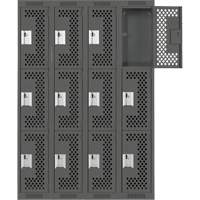 Casiers Clean Line, 3 niveaux, Bloc de 4, 48" x 12" x 72", Acier, Charbon, Rivet (assembl&eacute;), Perfor&eacute; Nuna Depot Inc.
