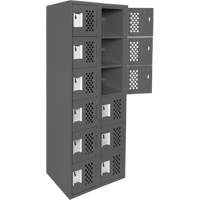 Clean-Line Perforated Lockerette, 6 -tier, Bank of 2, 15" x 72" x 12", Steel Nuna Depot Inc.