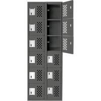 Clean-Line Perforated Lockerette, 6 -tier, Bank of 2, 15" x 72" x 12", Steel Nuna Depot Inc.