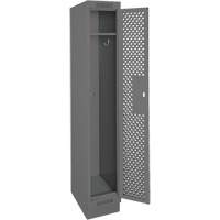Clean Line Lockers, 12" x 12" x 76", Steel, Charcoal, Rivet (Assembled), Perforated Nuna Depot Inc.