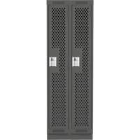 Clean Line Lockers, Bank of 2, 24" x 12" x 76", Steel, Charcoal, Rivet (Assembled), Perforated Nuna Depot Inc.