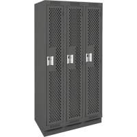 Clean Line Lockers, Bank of 3, 36" x 12" x 76", Steel, Charcoal, Rivet (Assembled), Perforated Nuna Depot Inc.