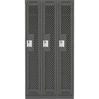 Clean Line Lockers, Bank of 3, 36" x 12" x 76", Steel, Charcoal, Rivet (Assembled), Perforated Nuna Depot Inc.