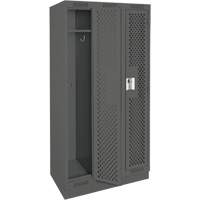 Clean Line Lockers, Bank of 3, 36" x 12" x 76", Steel, Charcoal, Rivet (Assembled), Perforated Nuna Depot Inc.