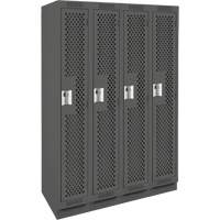Clean Line Lockers, Bank of 4, 48" x 12" x 76", Steel, Charcoal, Rivet (Assembled), Perforated Nuna Depot Inc.