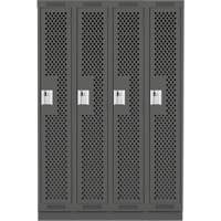 Clean Line Lockers, Bank of 4, 48" x 12" x 76", Steel, Charcoal, Rivet (Assembled), Perforated Nuna Depot Inc.