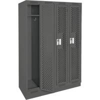 Clean Line Lockers, Bank of 4, 48" x 12" x 76", Steel, Charcoal, Rivet (Assembled), Perforated Nuna Depot Inc.