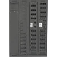 Clean Line Lockers, Bank of 4, 48" x 12" x 76", Steel, Charcoal, Rivet (Assembled), Perforated Nuna Depot Inc.
