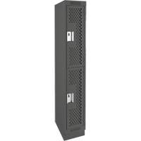 Clean Line Lockers, 2 -tier, 12" x 15" x 76", Steel, Charcoal, Rivet (Assembled), Perforated Nuna Depot Inc.
