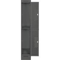 Clean Line Lockers, 2 -tier, 12" x 15" x 76", Steel, Charcoal, Rivet (Assembled), Perforated Nuna Depot Inc.