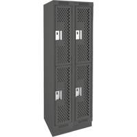 Clean Line Lockers, 2 -tier, Bank of 2, 24" x 15" x 76", Steel, Charcoal, Rivet (Assembled), Perforated Nuna Depot Inc.