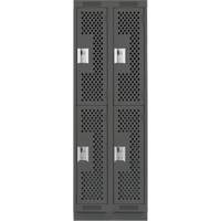 Clean Line Lockers, 2 -tier, Bank of 2, 24" x 15" x 76", Steel, Charcoal, Rivet (Assembled), Perforated Nuna Depot Inc.